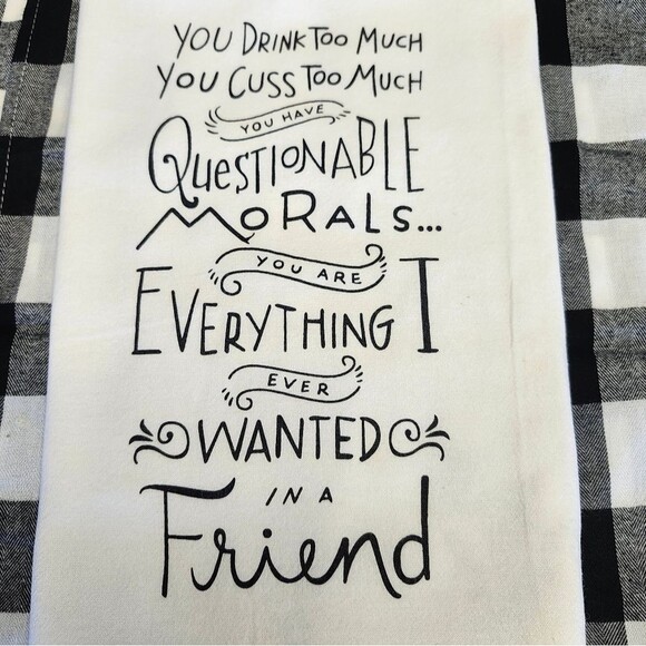 Primitives by Kathy "Questionable Morals" set of 3 tea towels, buffalo check - Picture 7 of 8